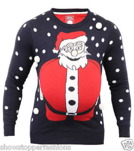Herren Weihnachts Pullover Gestrickt SANTA 3D Neuheit Größe S M L XL Rot