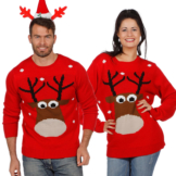 Weihnachtspullover Rentier Ugly Christmas Sweater Pullover Weihnachten Rot S-XXL