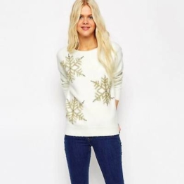 Wolle Pullover Christmas Weihnachtspullover Schneeflocke Oversize  Gr. S / M NEU