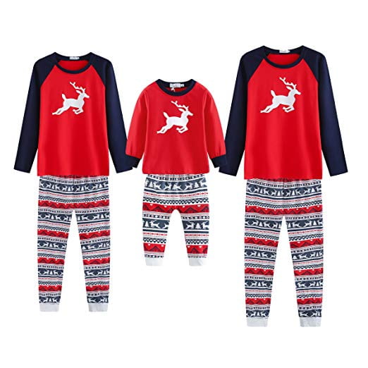 Wamvp Weihnachten Familien Pyjama Schlafanzug Zweiteilige Lang Outfit Elch Weihnachtsmann Herren Damen Kiner Set Christmas Hausanzug